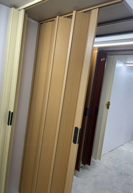 PVC sliding folding door with wood color
